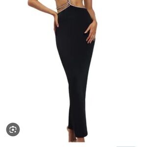 Meshki Black Maxi Dress with Silver Straps